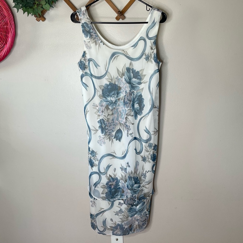 Vintage chiffon floral shift dress
